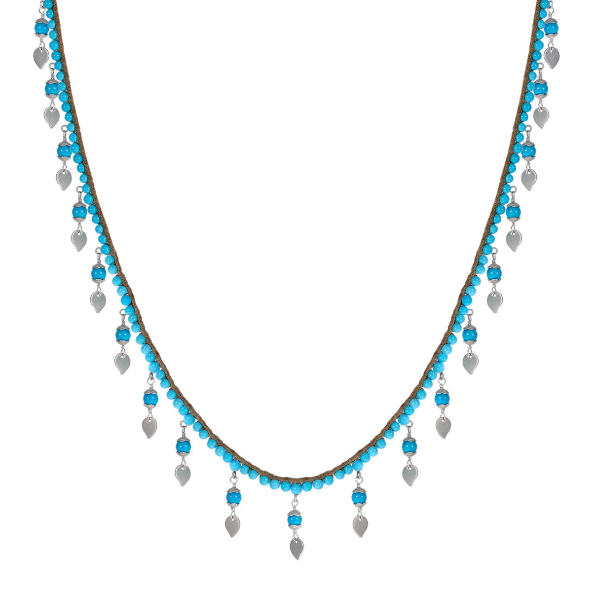 Sterling Silver Beaded Turquoise Chain on Cord