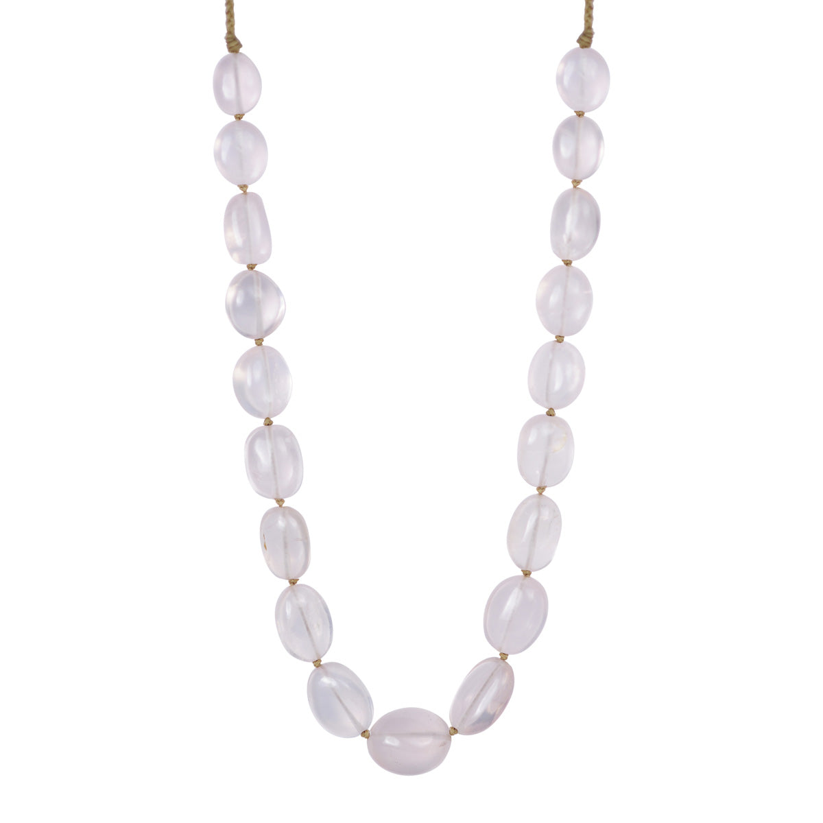 Sterling Silver Knotted Rose Quartz Necklace on Cord
