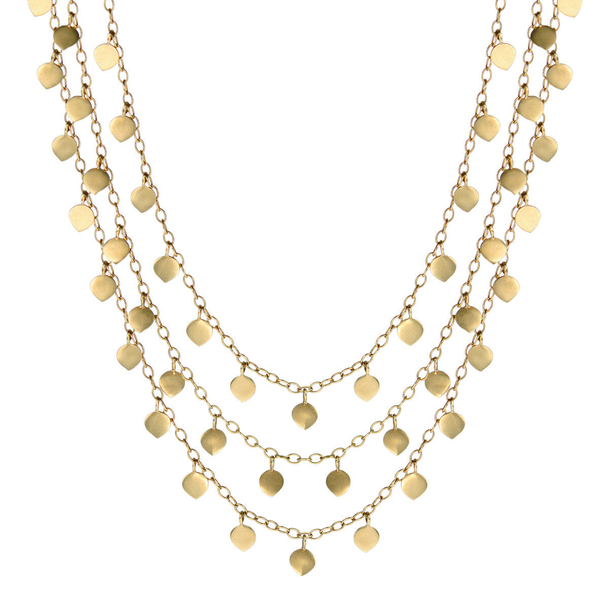 18K Gold Triple Lotus Necklace