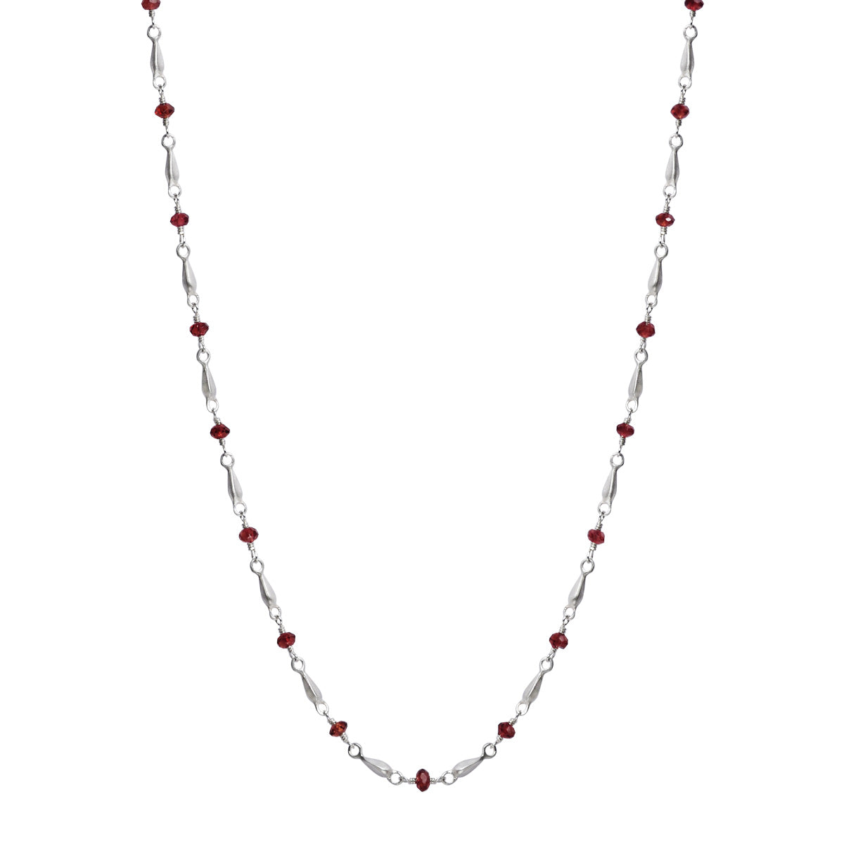 Sterling Silver Tiny Pod Necklace with Garnets