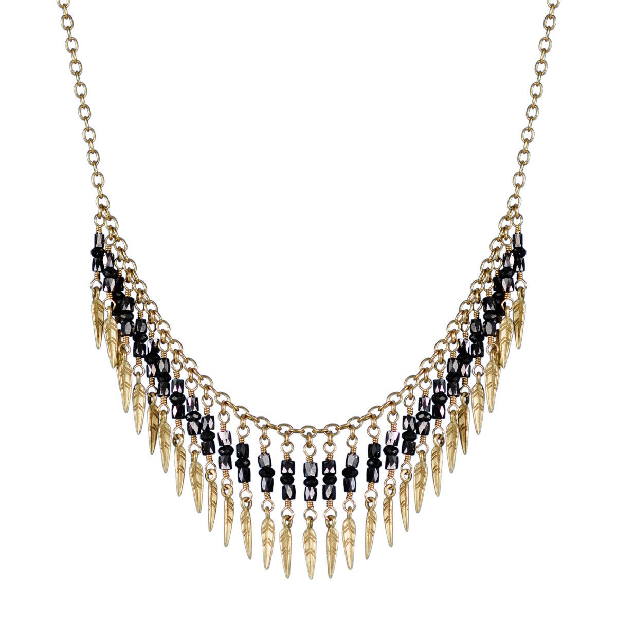 18K Gold Black Diamond Dream Catcher Fringe Necklace