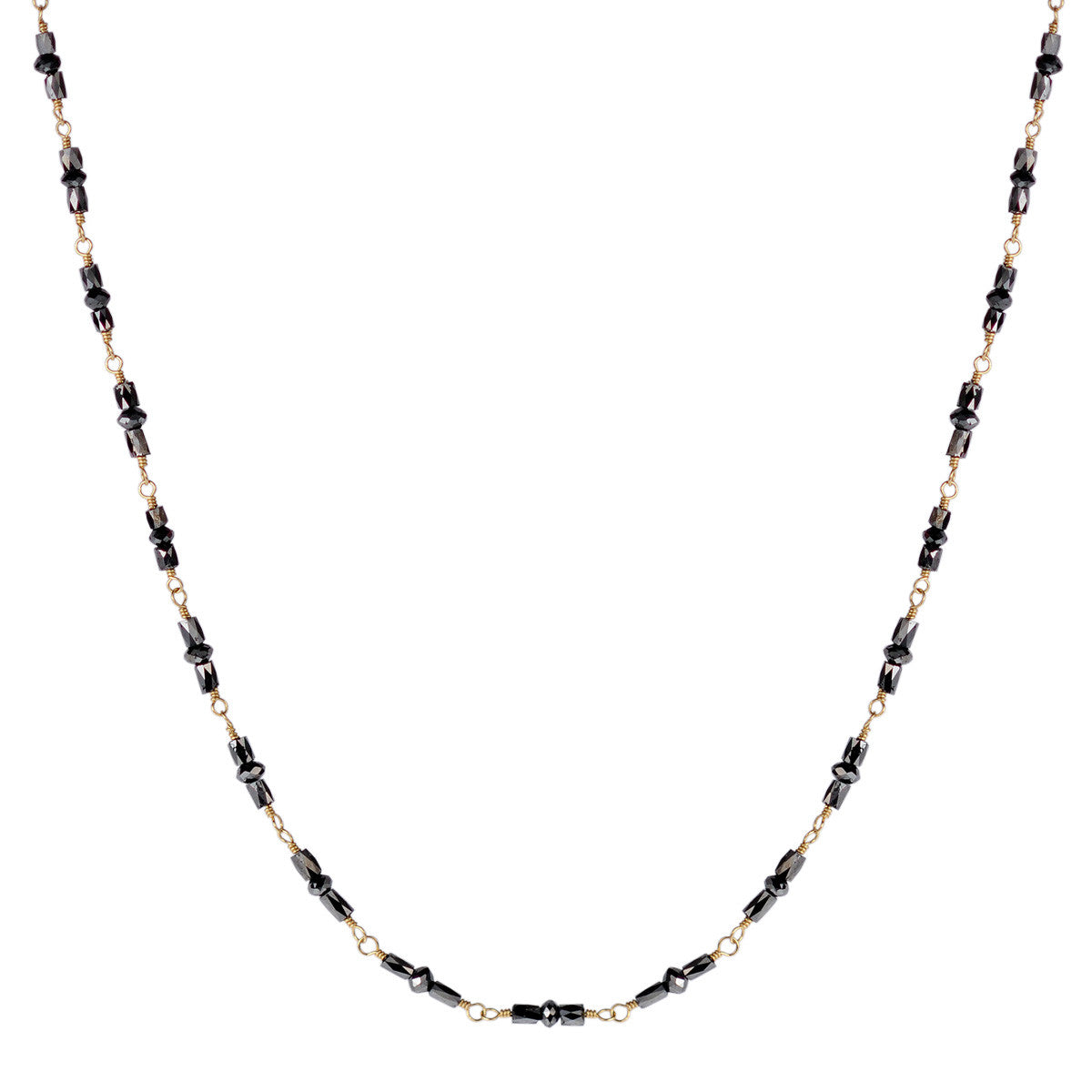 18K Gold Full Black Diamond Station Chain