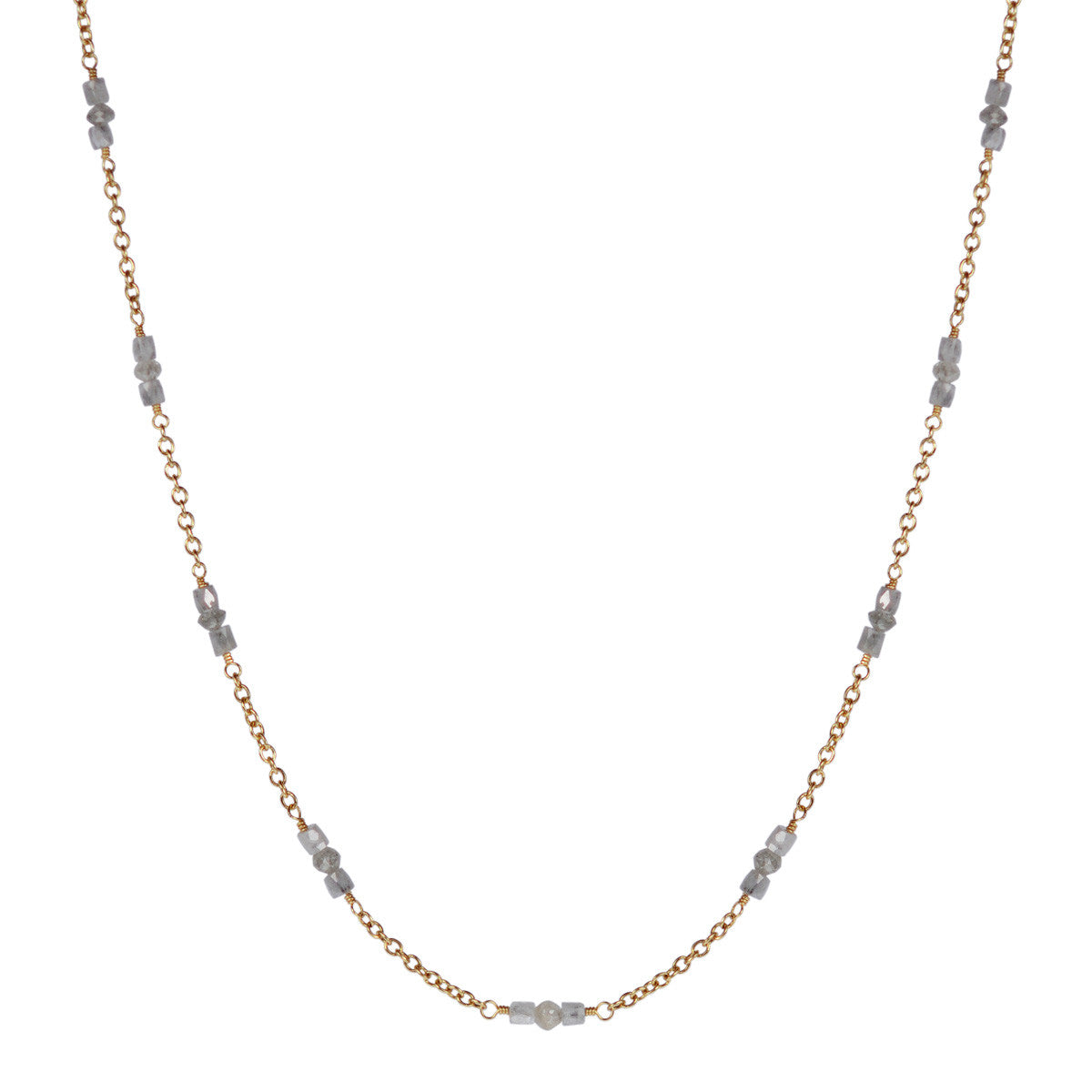 18K Gold Grey Diamond Station Necklace