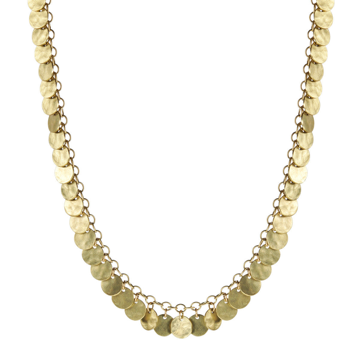 18K Gold Small Full Hammered Disc Necklace