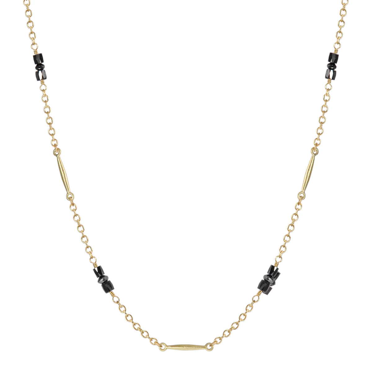 18K Gold Lure Necklace with Black Diamonds - Me&Ro