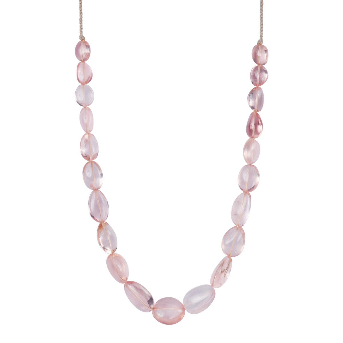 Sterling Silver Rose Quartz Nugget Necklace on Cord