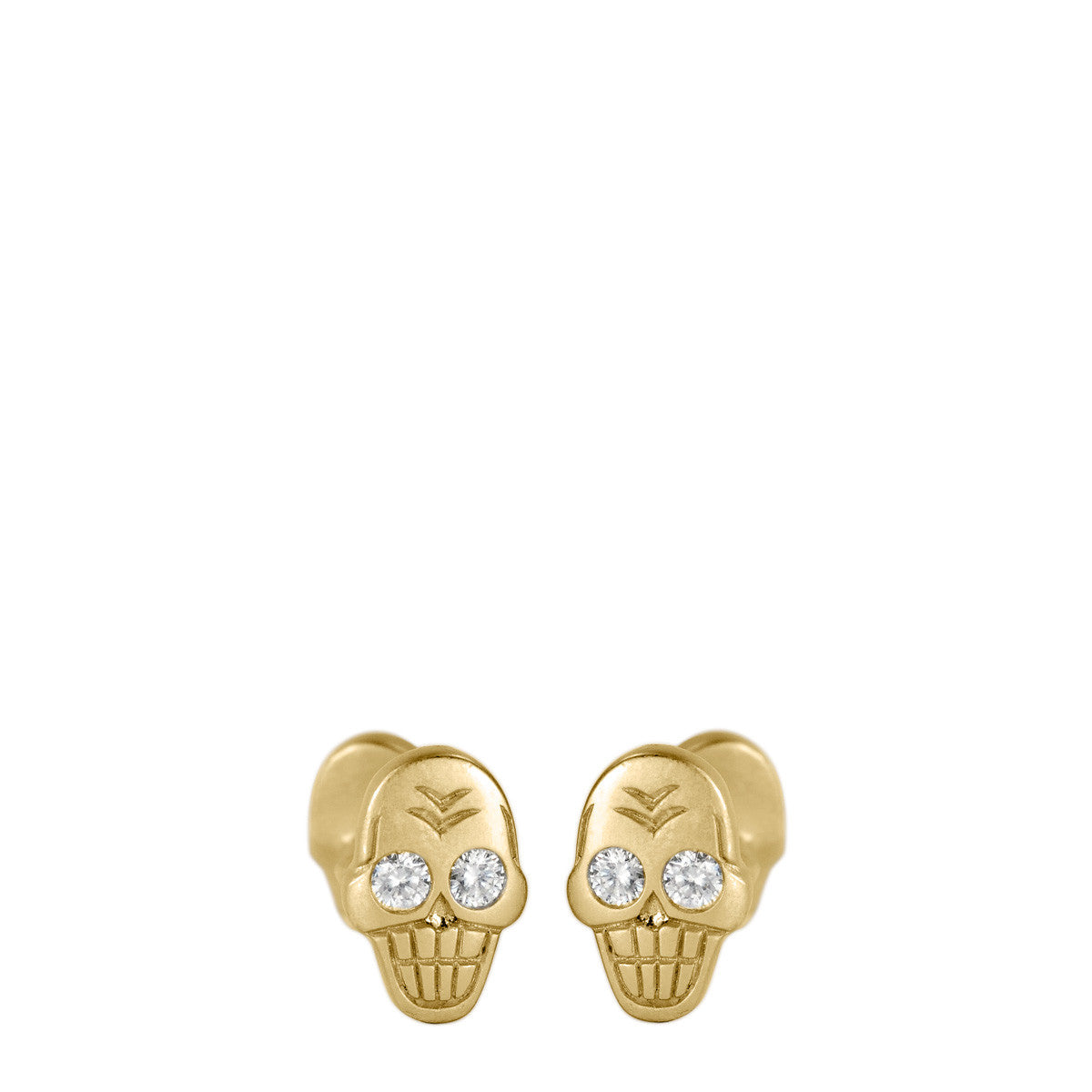 Men&#39;s 18K Gold Skull Cufflinks with Diamonds