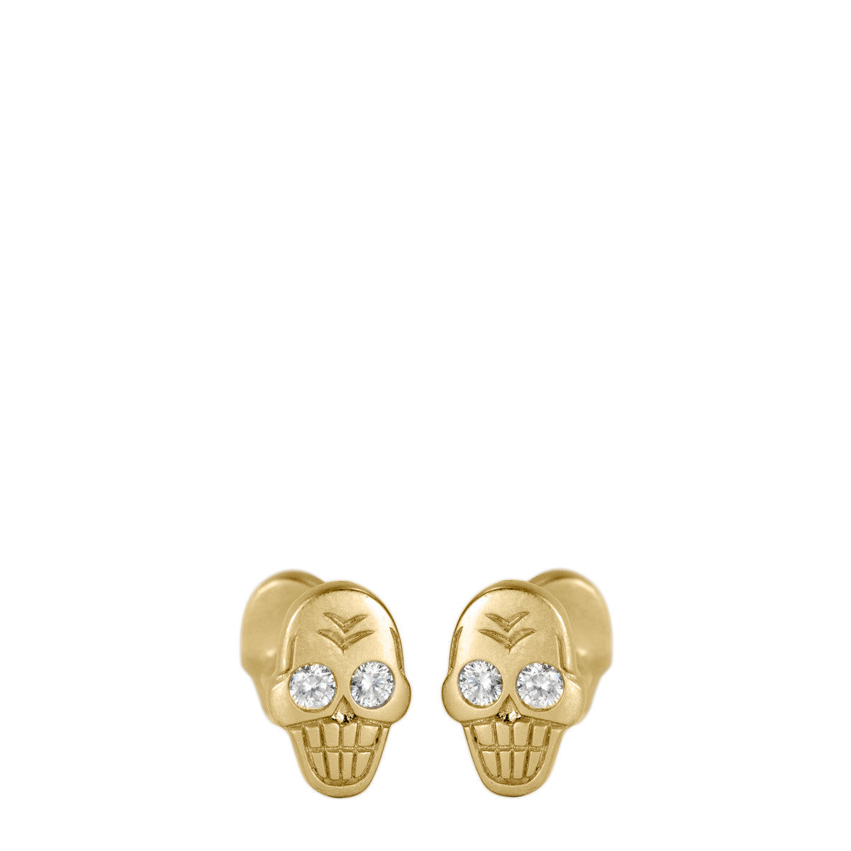 Men's 18K Gold Skull Cufflinks with Diamonds
