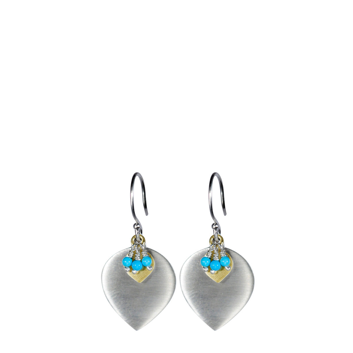 Sterling Silver &amp; 10K Gold Lotus Earring with Turquoise
