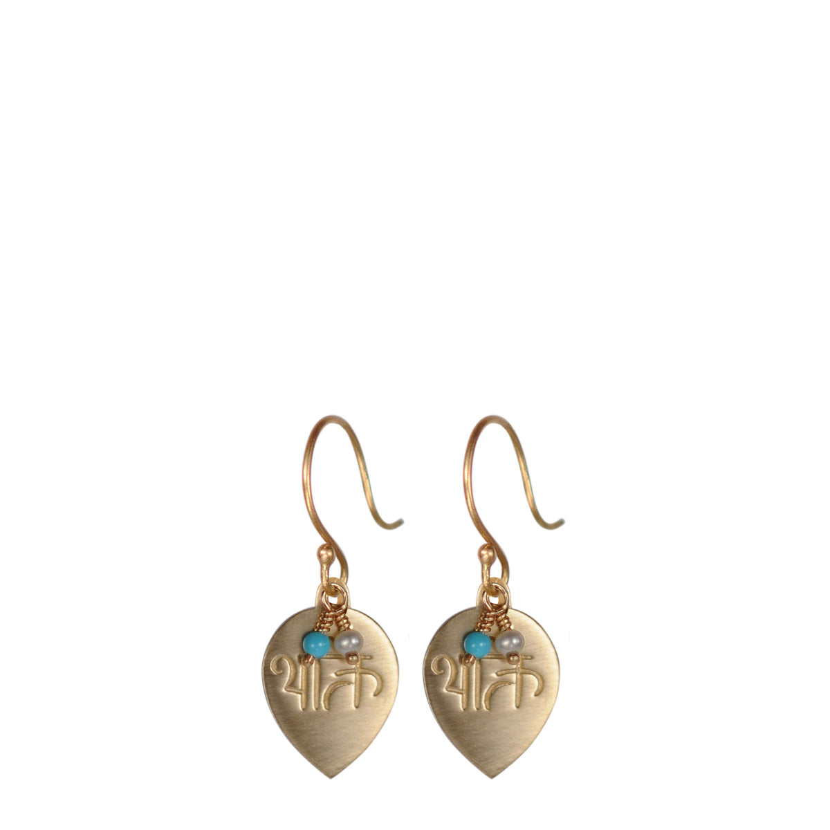 10K Gold &#39;Devotion&#39; Drop Earring with Turquoise and Pearl