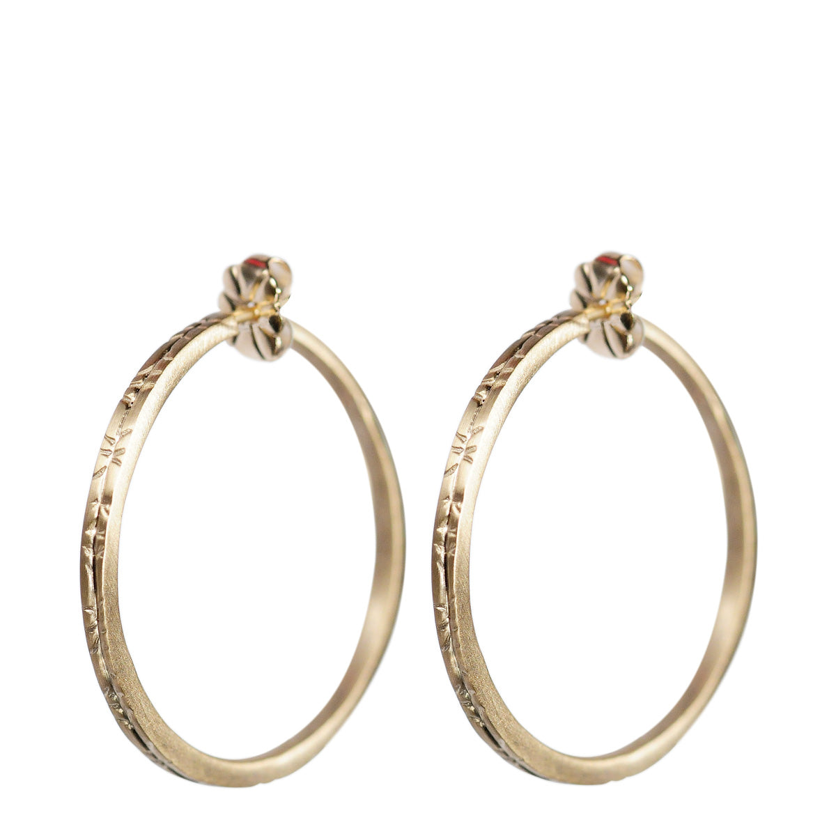 10K Gold Medium Engraved Endless Hoop Earrings
