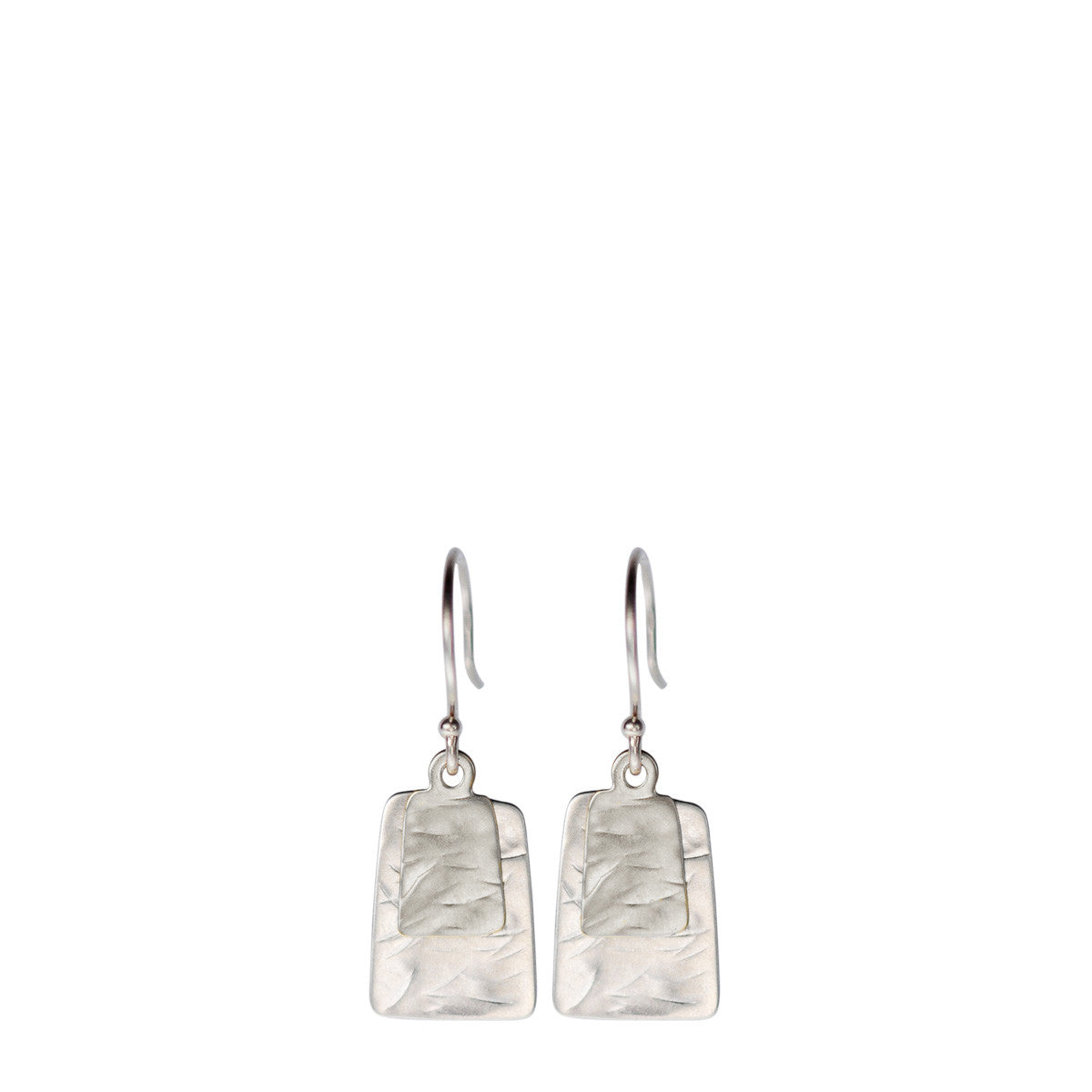 Sterling Silver Flattened Double Square Earrings