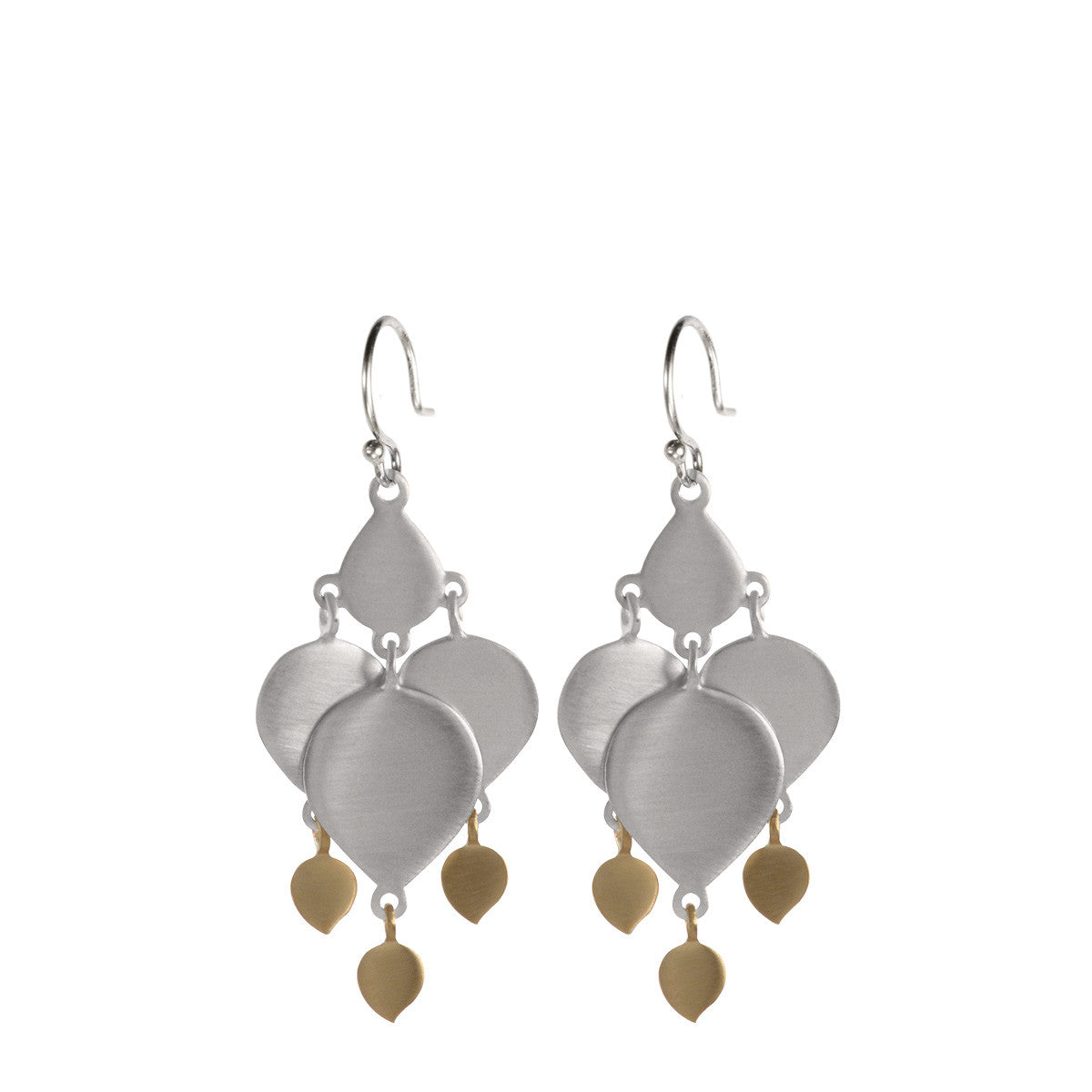 Sterling Silver &amp; 10K Gold Full Lotus Earrings with Lotus Drops