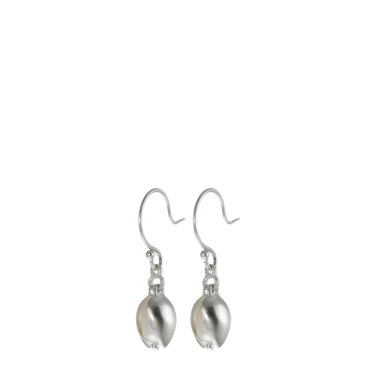 Sterling Silver Small Double Pod Earring with Pearl