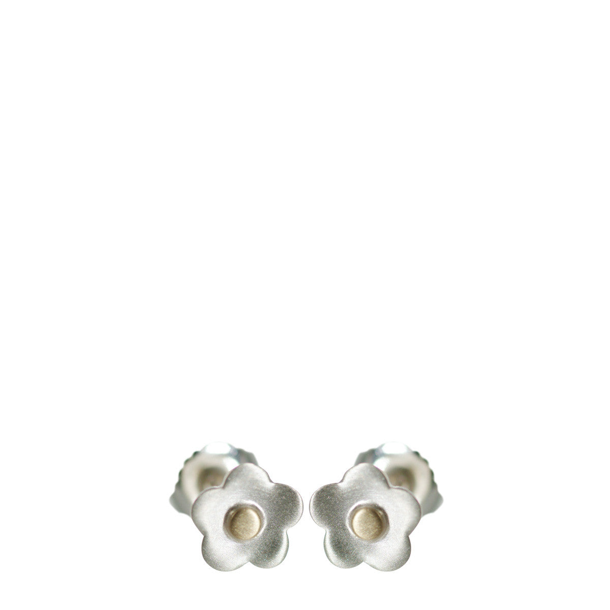 Sterling Silver & 10K Gold Small Flower Stud Earrings