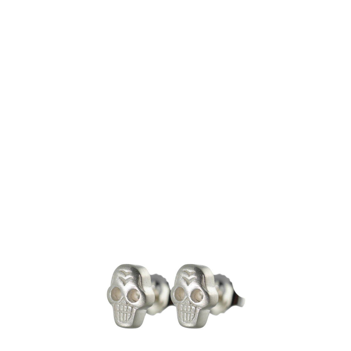 Sterling Silver Tiny Skull Stud Earrings