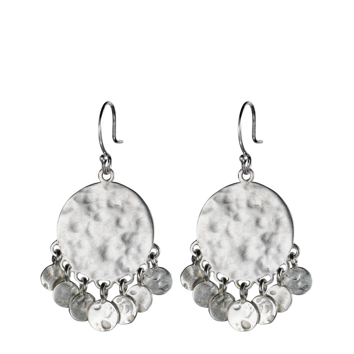 Sterling Silver Medium Hammered Disc Earring