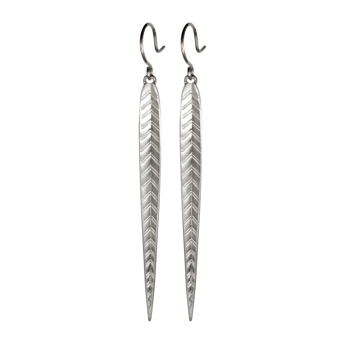 Sterling Silver Extra Long Leaf Earrings
