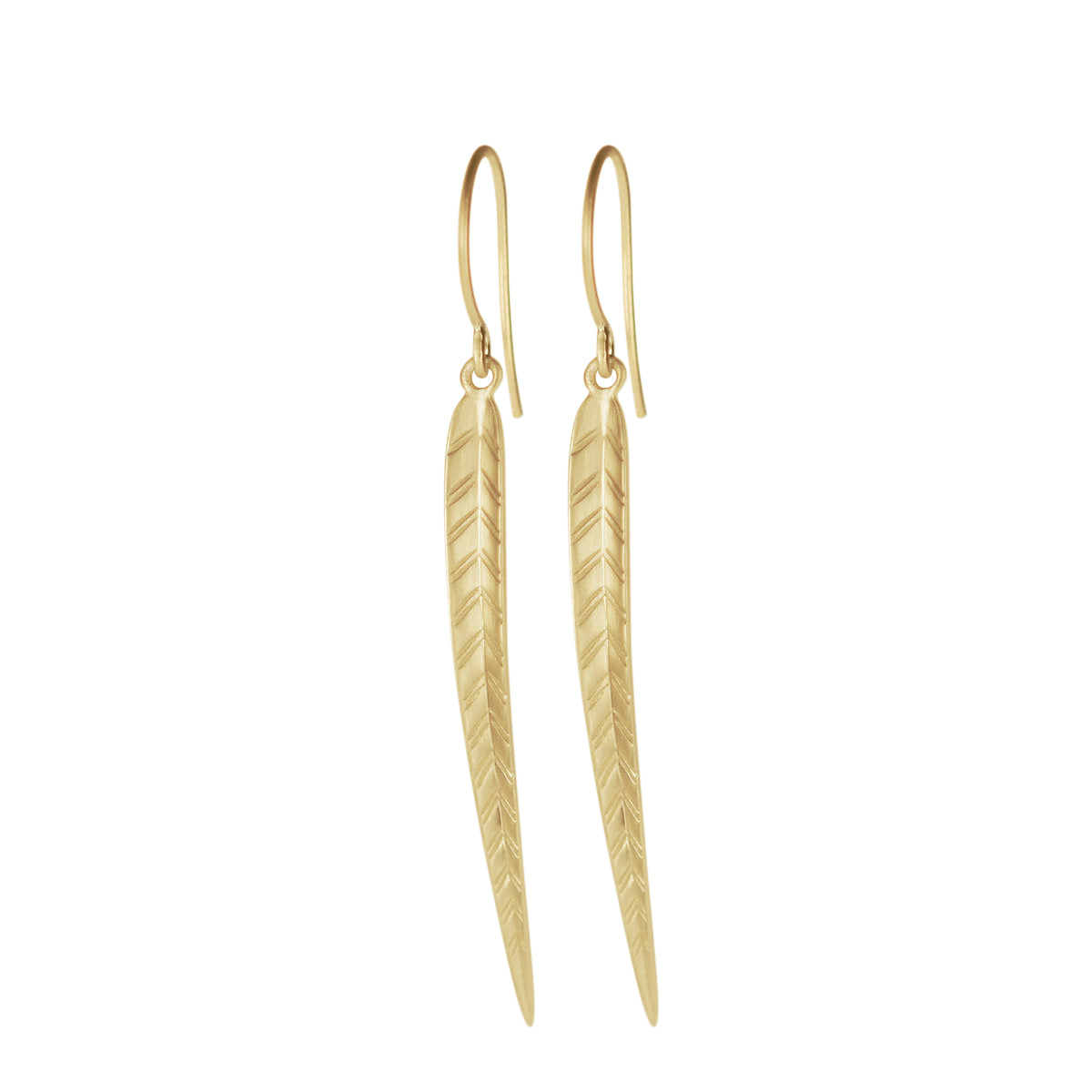 10K Gold Long Leaf Earrings