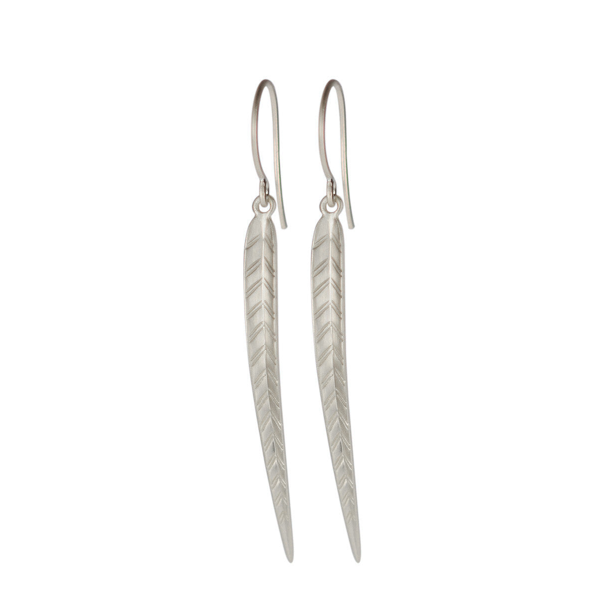 Sterling Silver Long Leaf Earrings