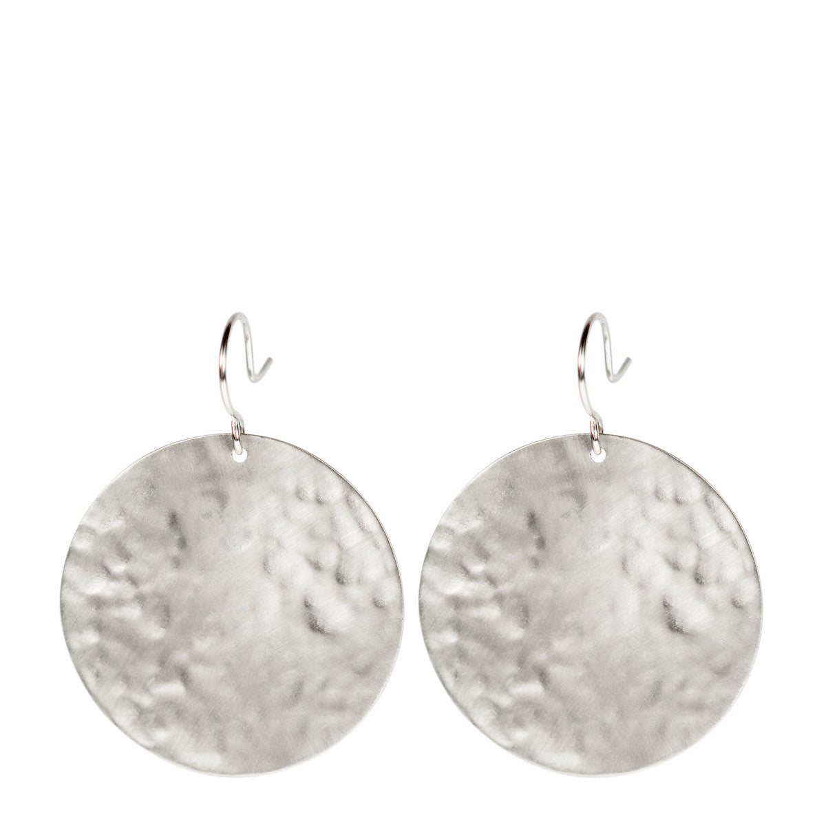 Sterling Silver Large Hammered Disc Earrings - Me&Ro