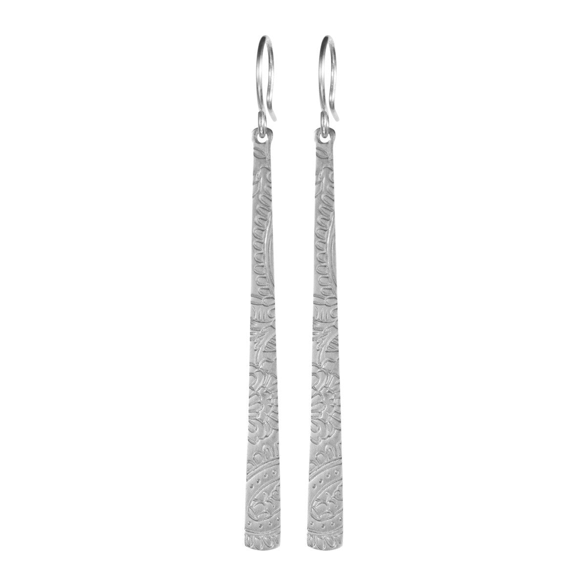 Sterling Silver Long Paisley Earrings