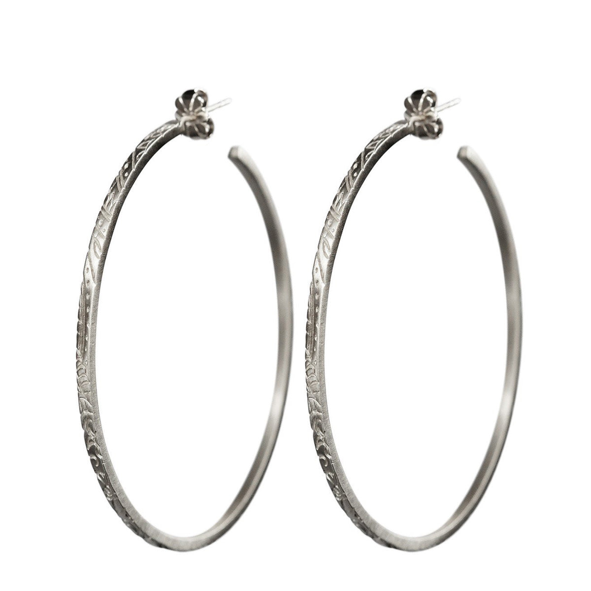 Sterling Silver Large Paisley Hoop Earrings