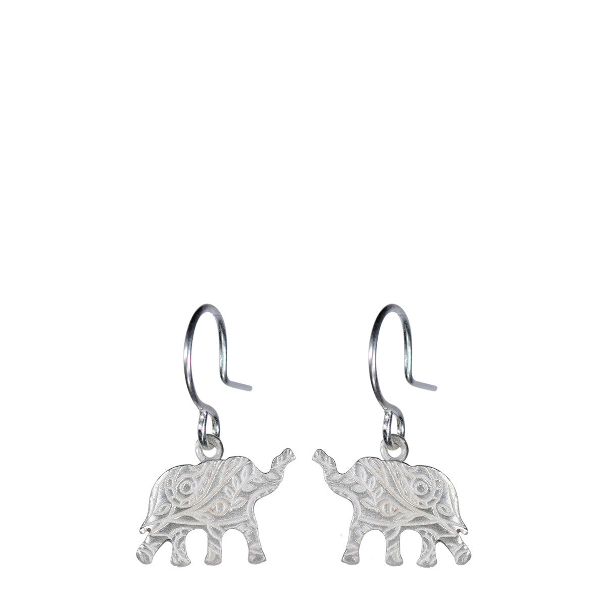 Sterling Silver Small Paisley Elephant Earrings