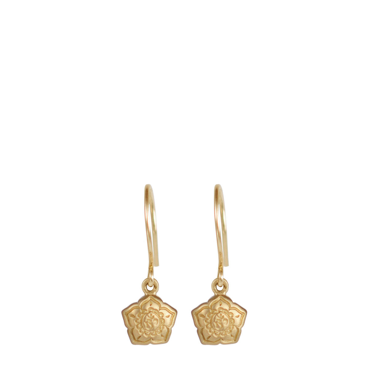 10K Gold Small Om Flower Earrings