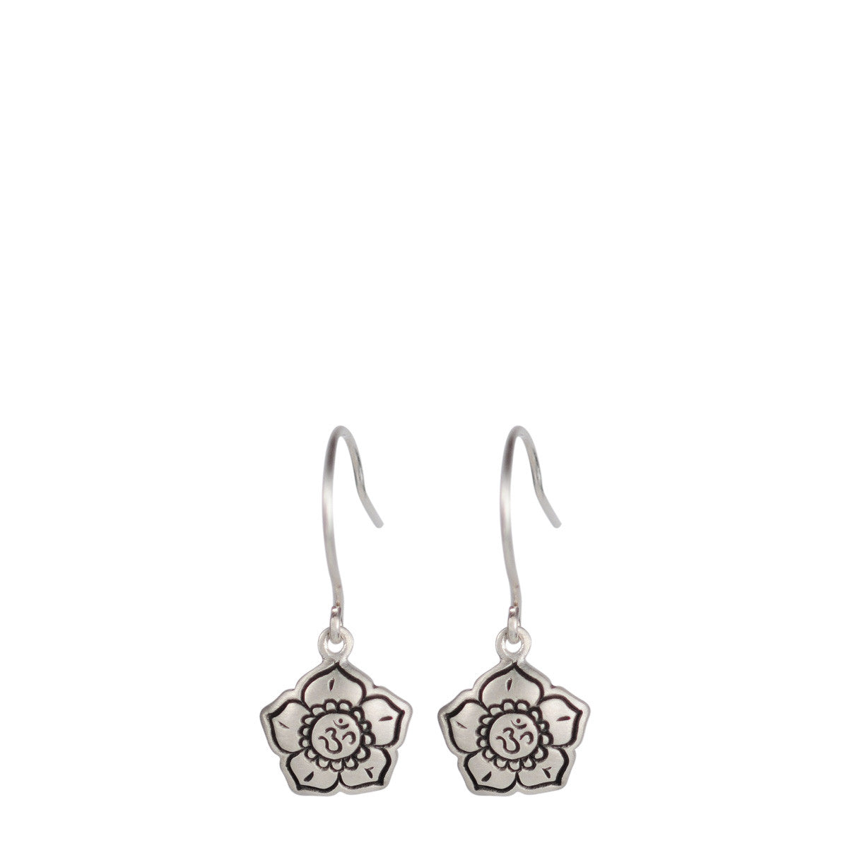 Sterling Silver Om Flower Earrings