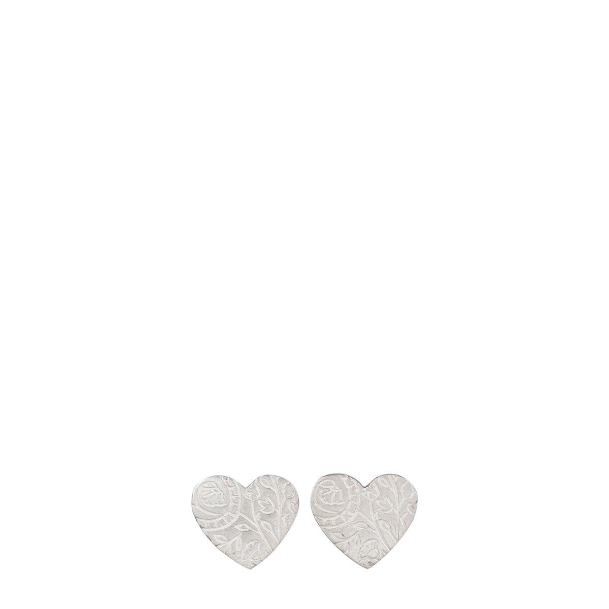 Sterling Silver Small Paisley Heart Stud Earrings