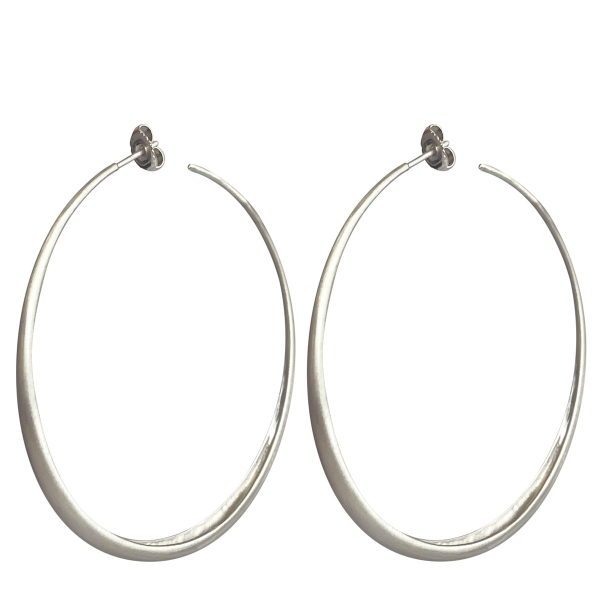 Sterling Silver Large Simple Hoop Earrings
