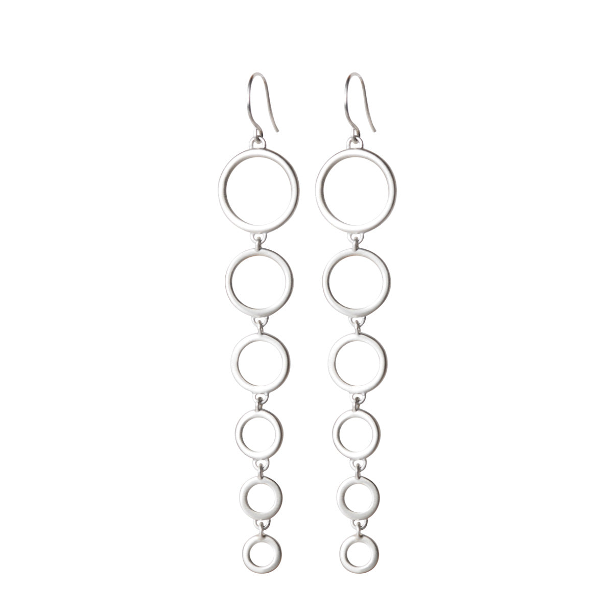 Sterling Silver Long Graduated Spiral Circle Earrings