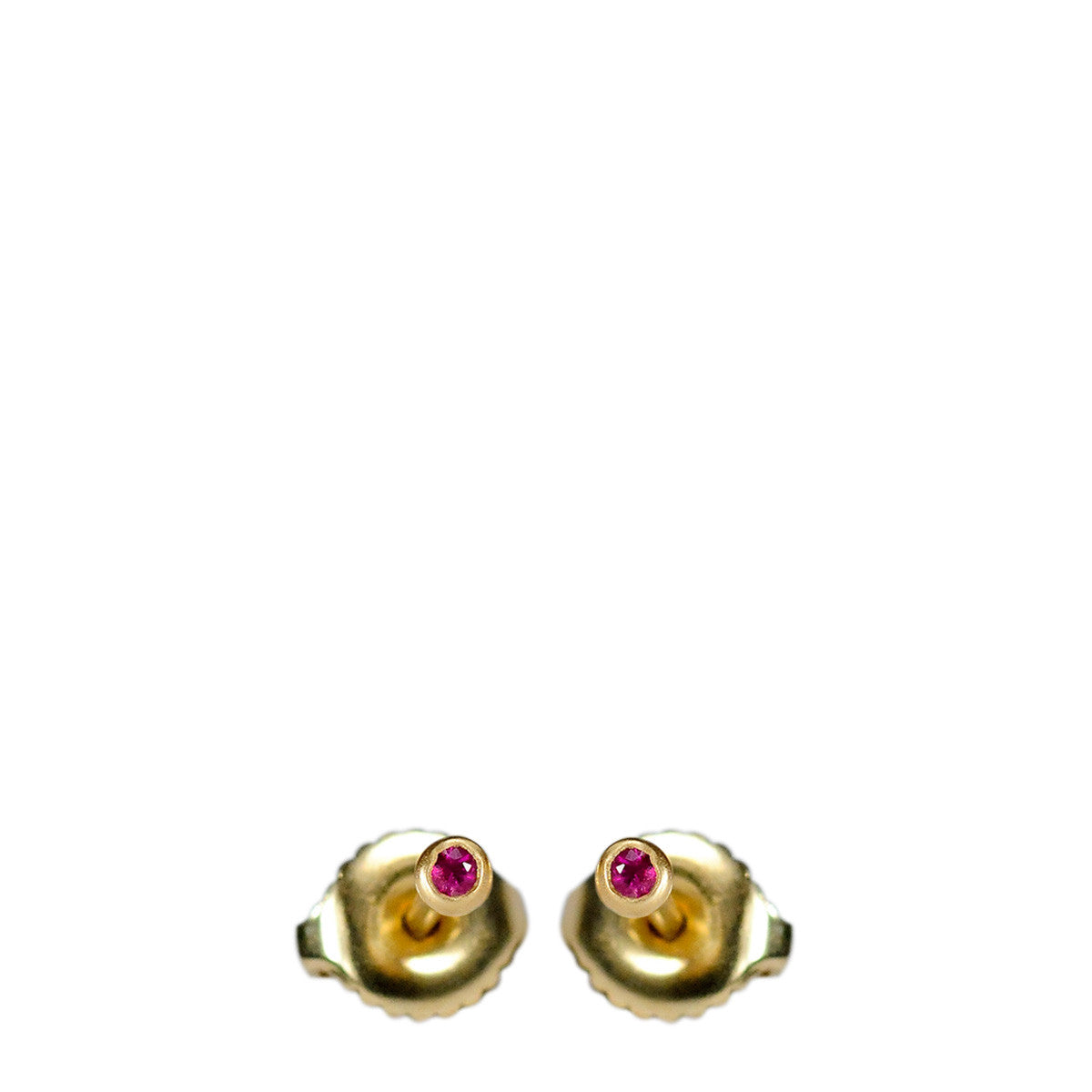 18K Gold 2mm Ruby Stud Earrings