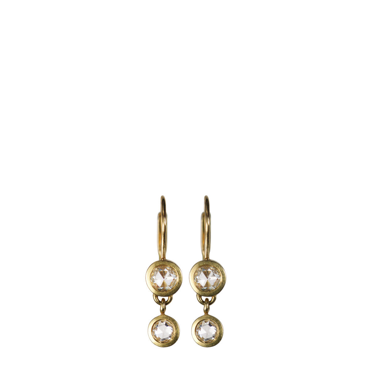 18K Gold Small Indian Diamond Drop Earrings
