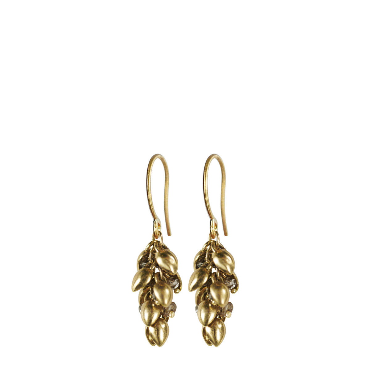 18K Gold Short Baby Pod Earrings with Brown Diamonds