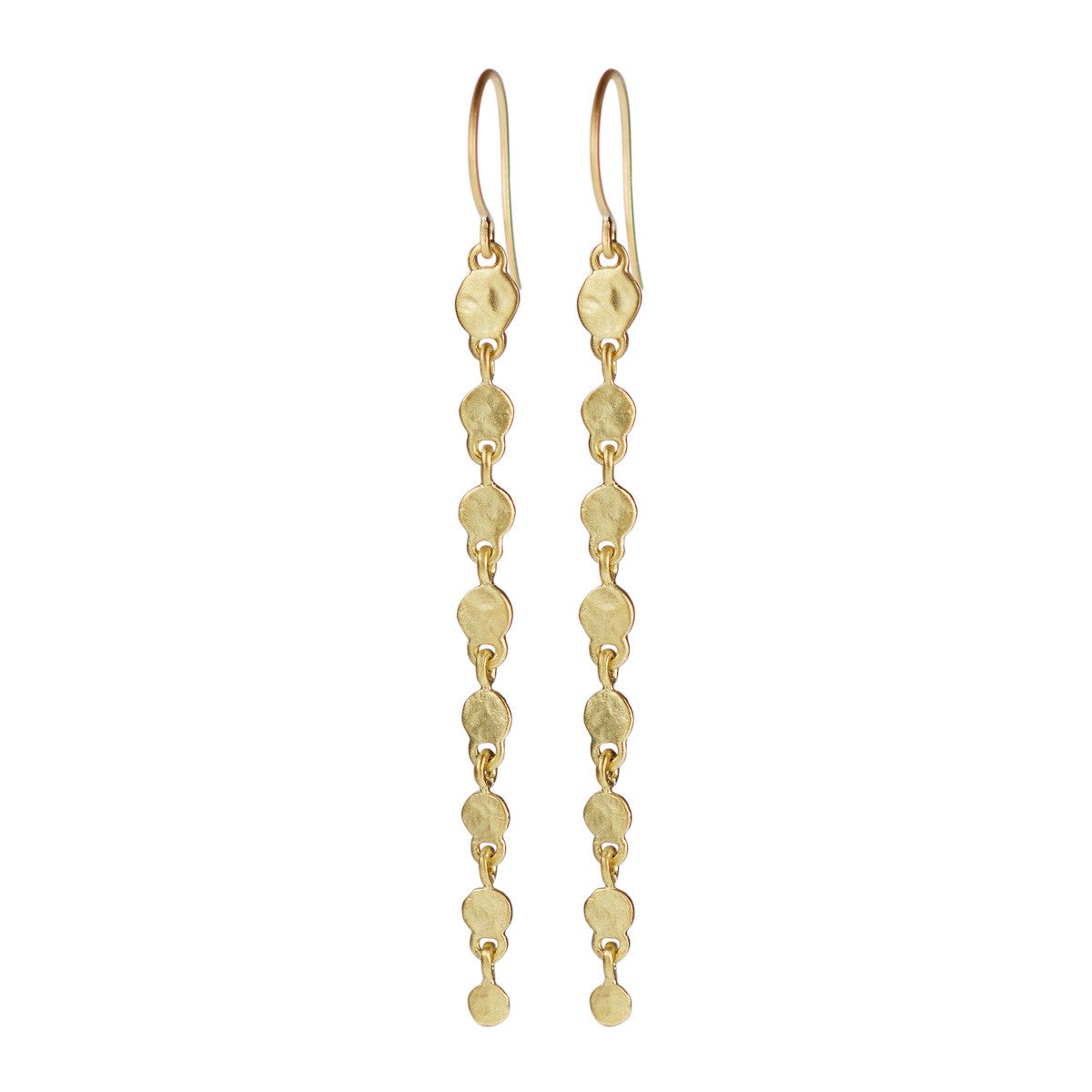 18K Gold Graduated Hammered Drop Earrings