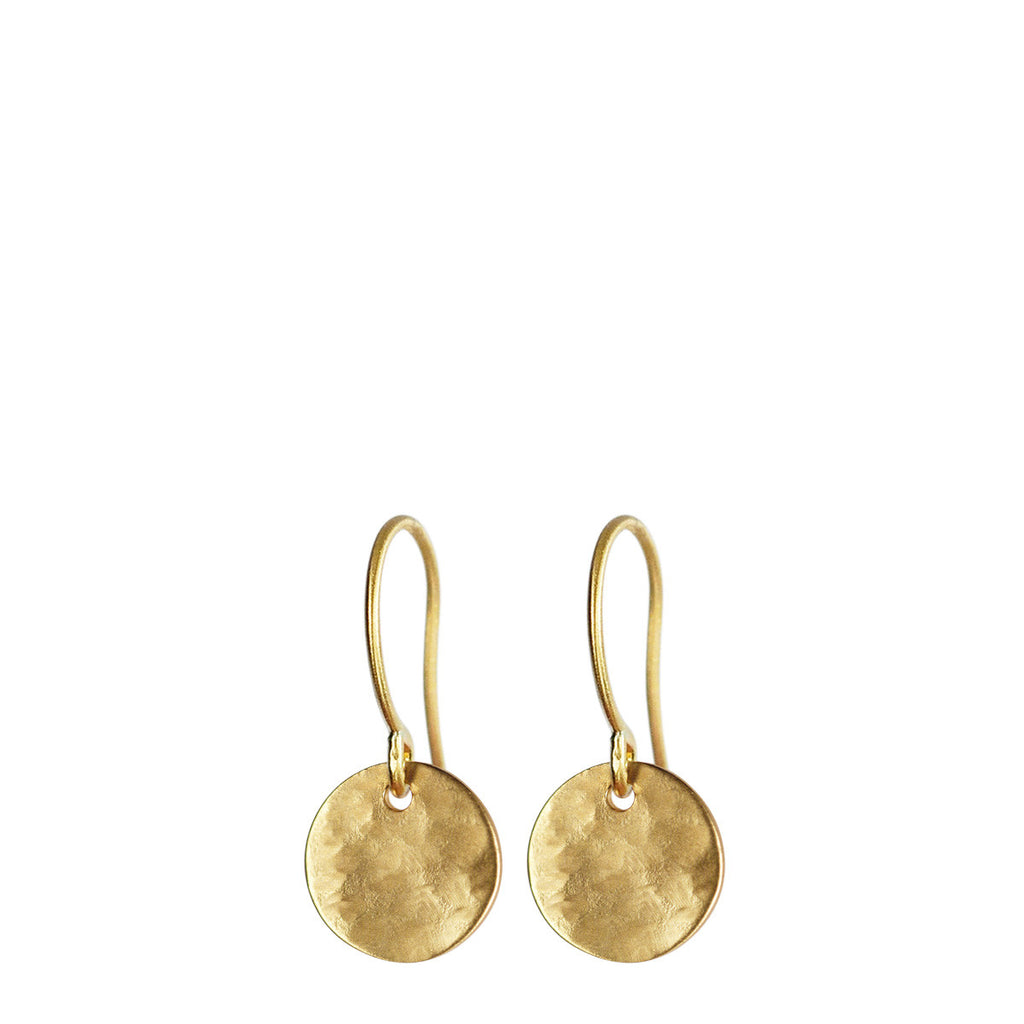 18K Gold Small Hammered Disc Earrings Me&Ro