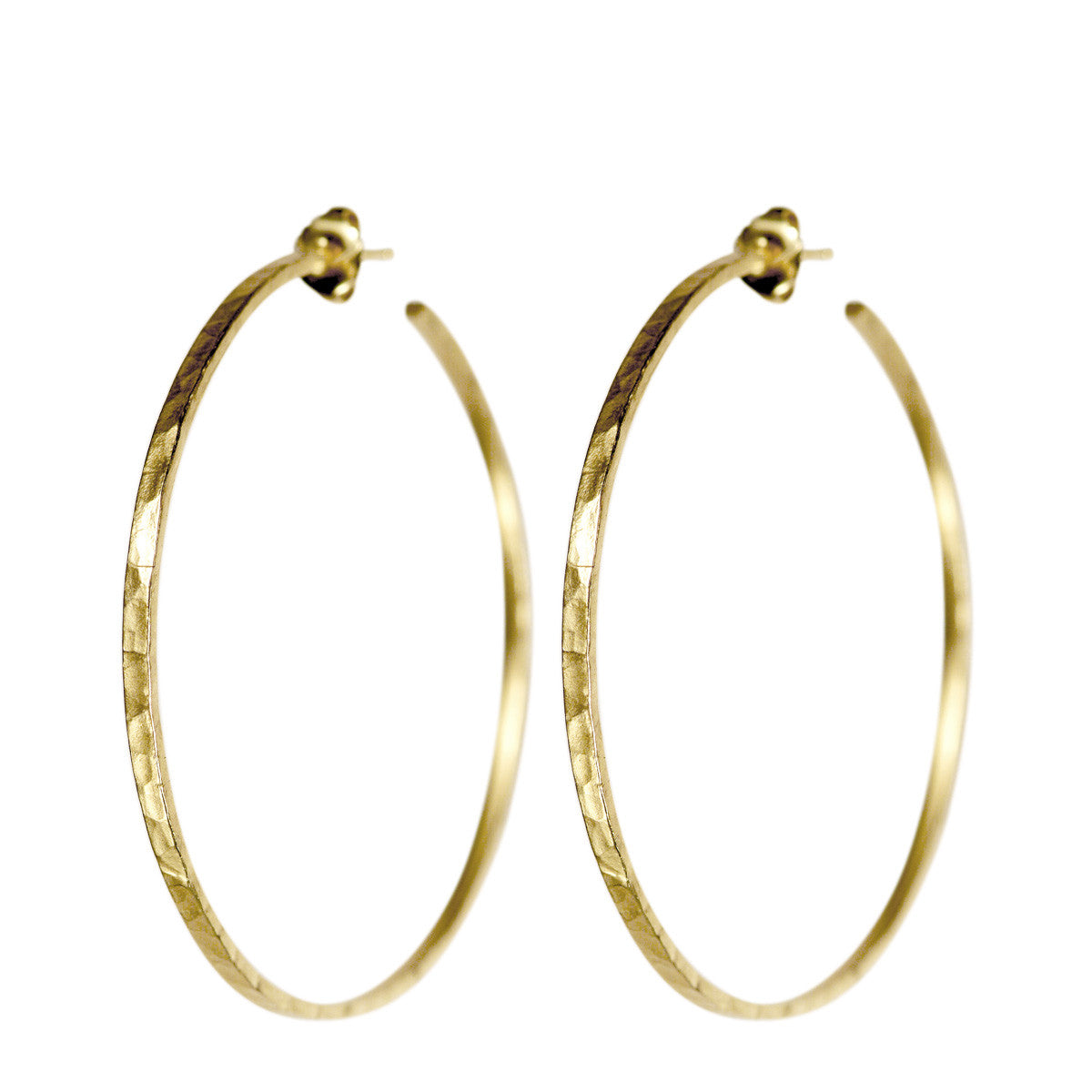 18K Gold Large Hammered Hoop Earrings