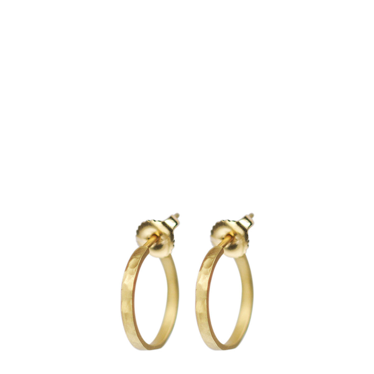 18K Gold Small Hammered Hoop Earrings