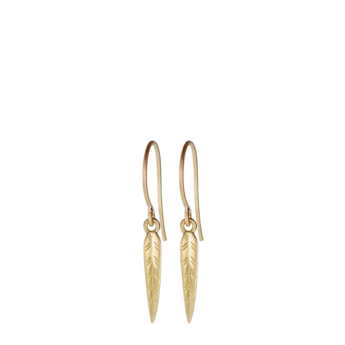18K Gold Short Leaf Earrings