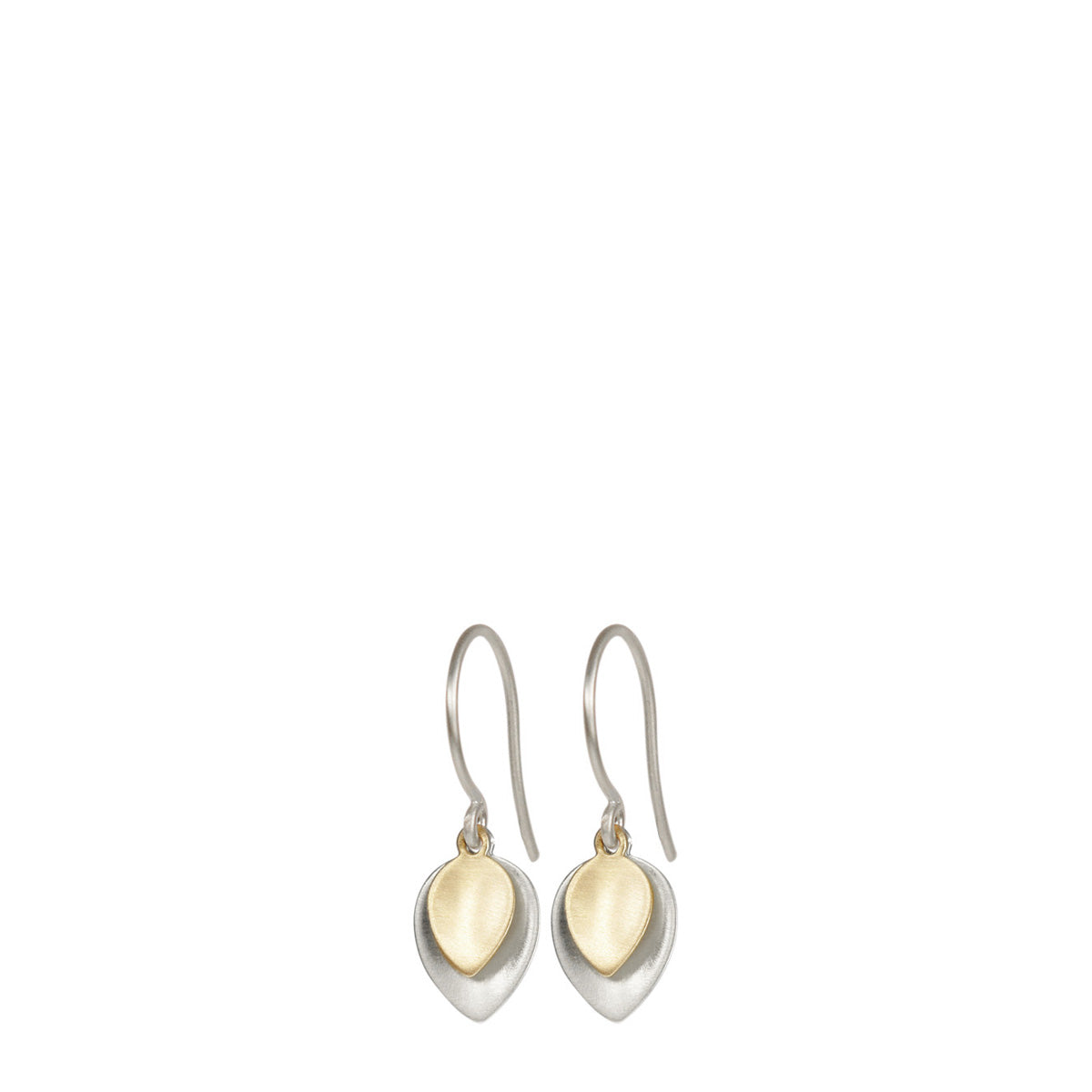Sterling Silver &amp; 10K Gold Small Double Lotus Petal Earrings