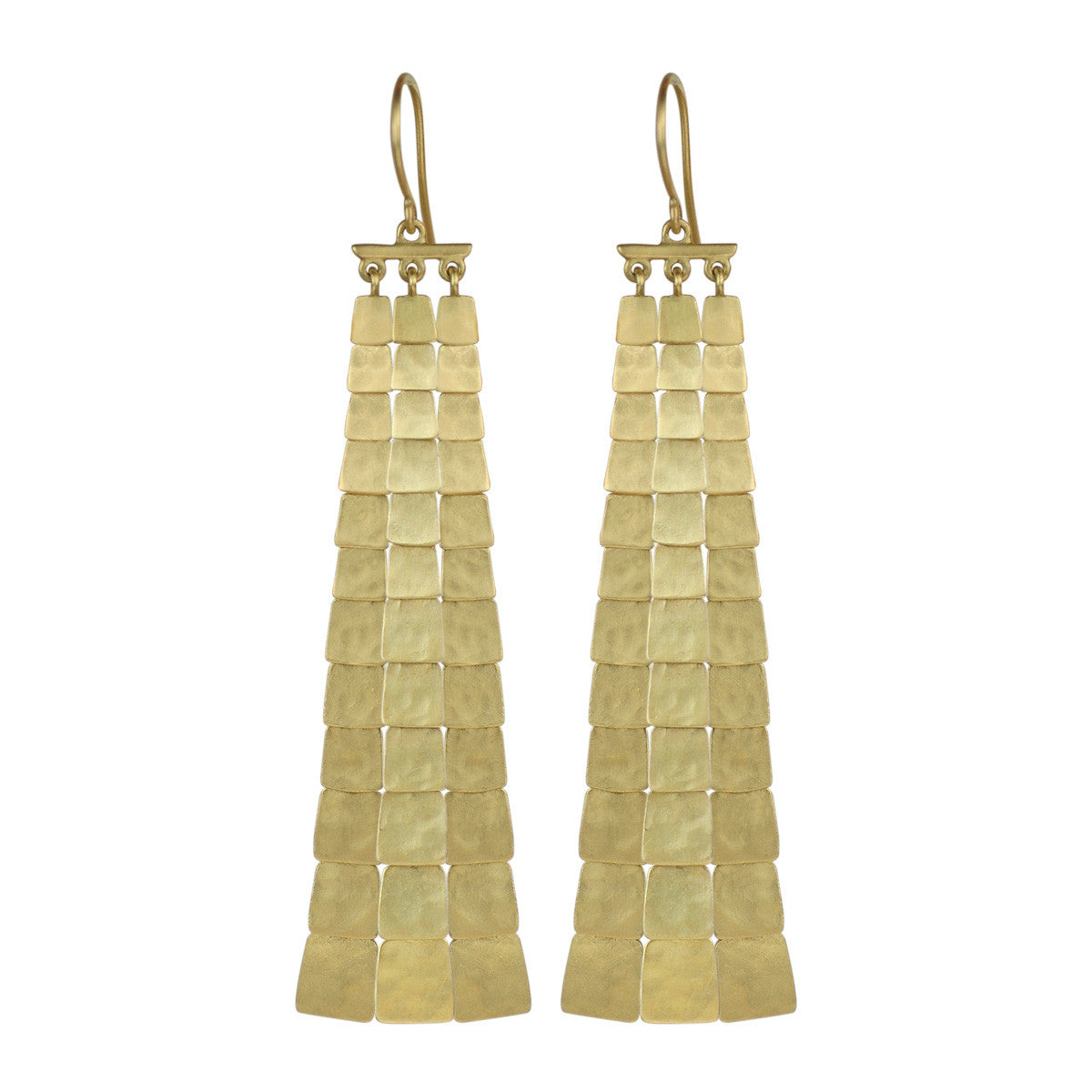 18K Gold Long Sequin Square Earrings