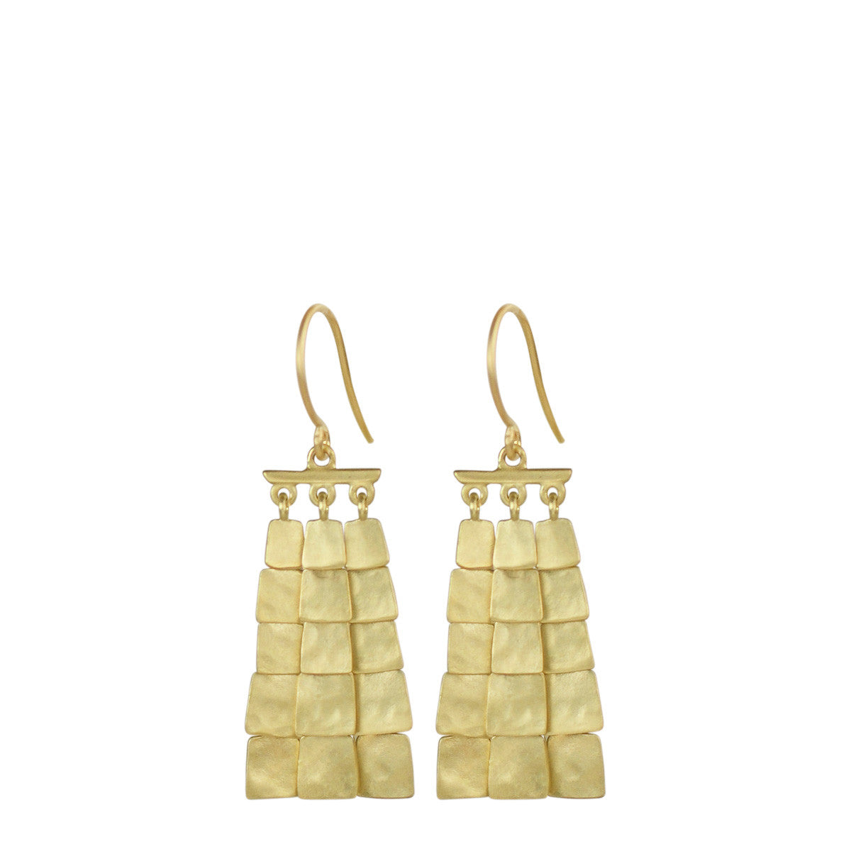 18K Gold Short Sequin Square Earrings