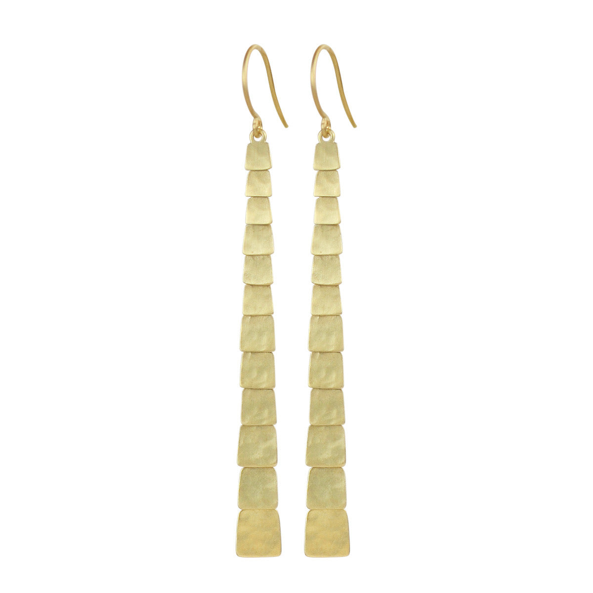 18K Gold Long Single Sequin Square Earrings