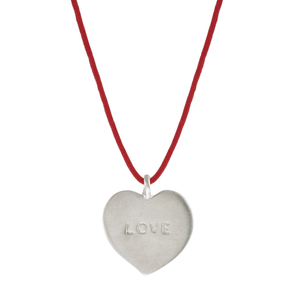 Sterling Silver &#39;Love&#39; Heart Pendant on Red Cord