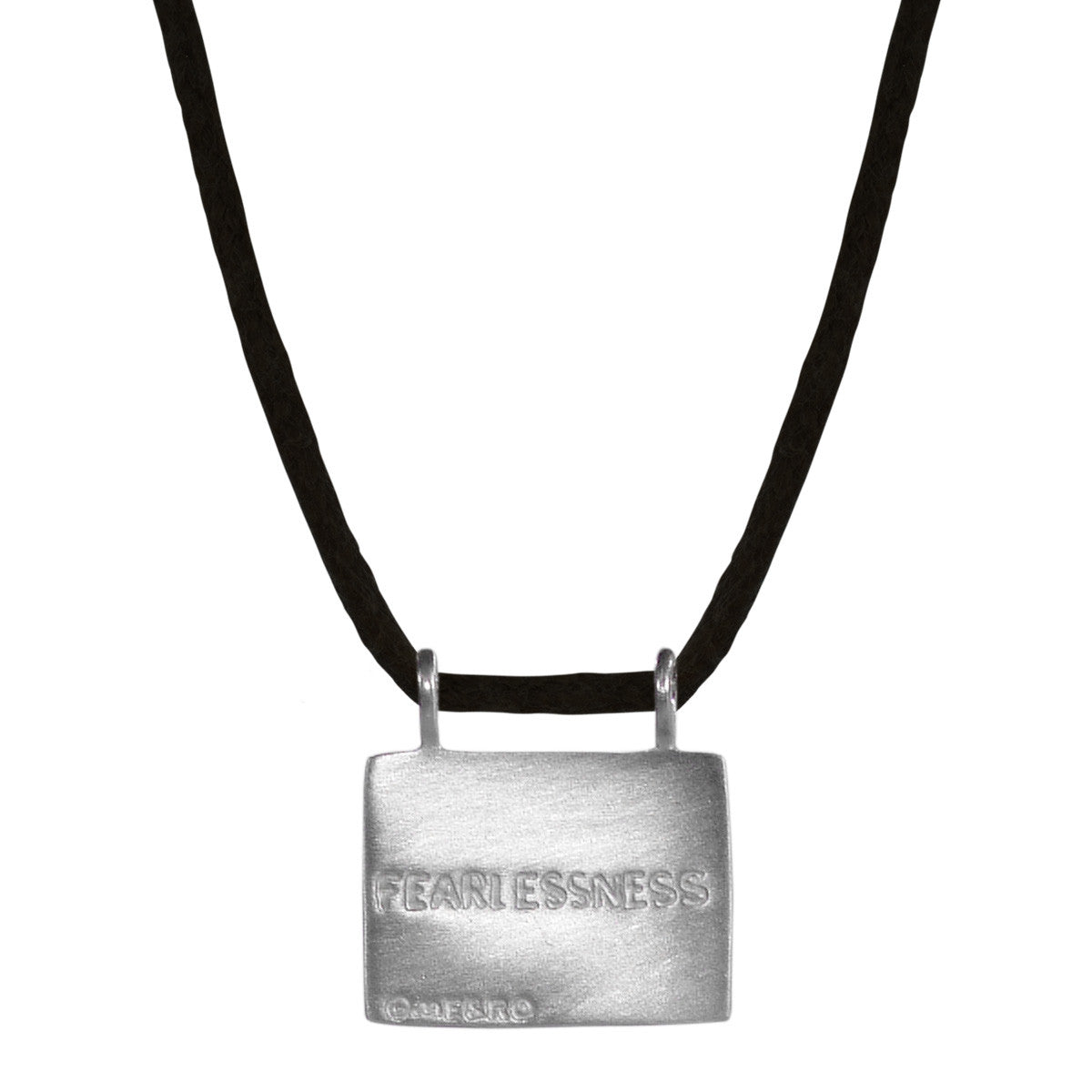 Men&#39;s Sterling Silver Large Fearlessness Slate Pendant on Black Cord