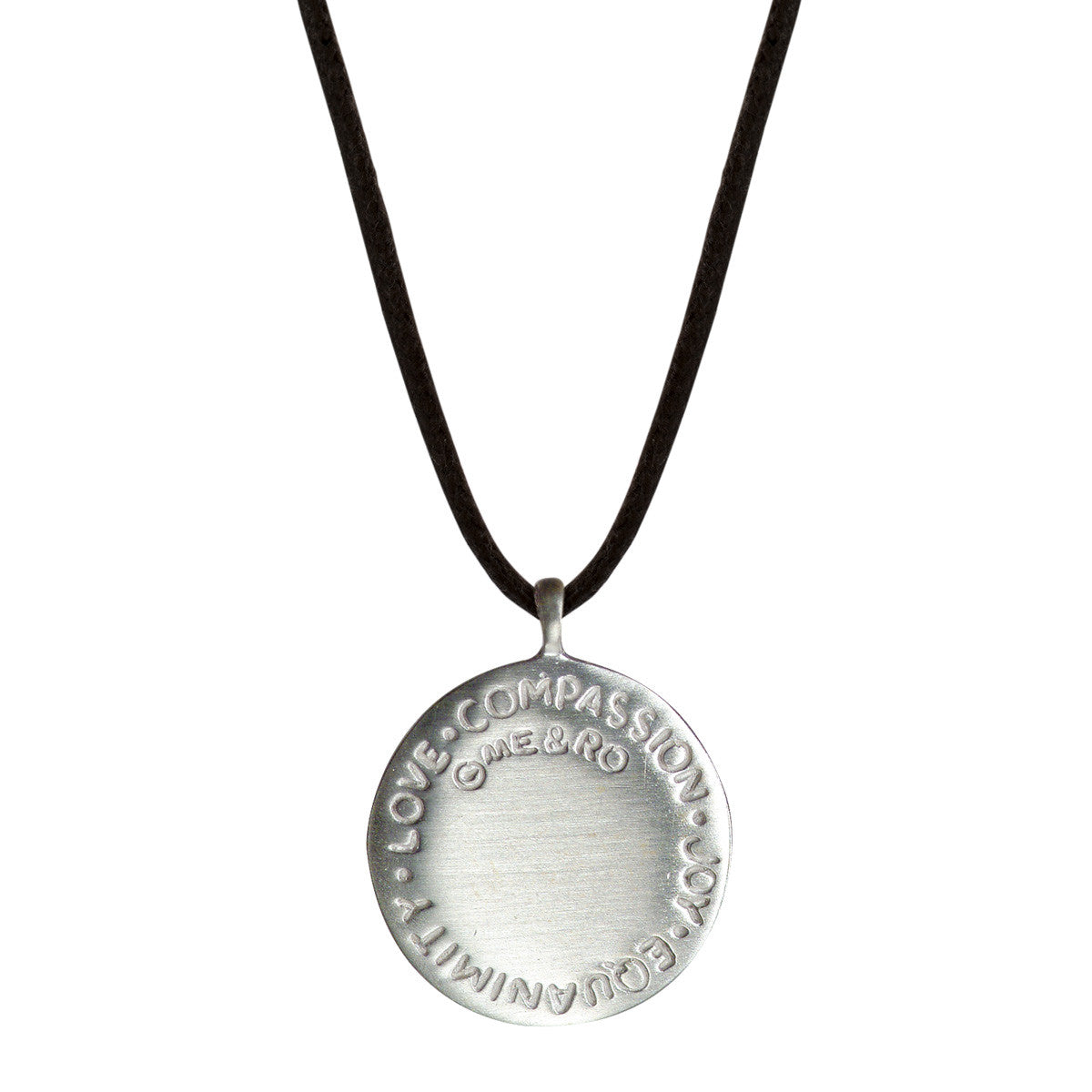 Sterling Silver Sterling Silver Four Immeasurables Medallion Pendant on Black Cord