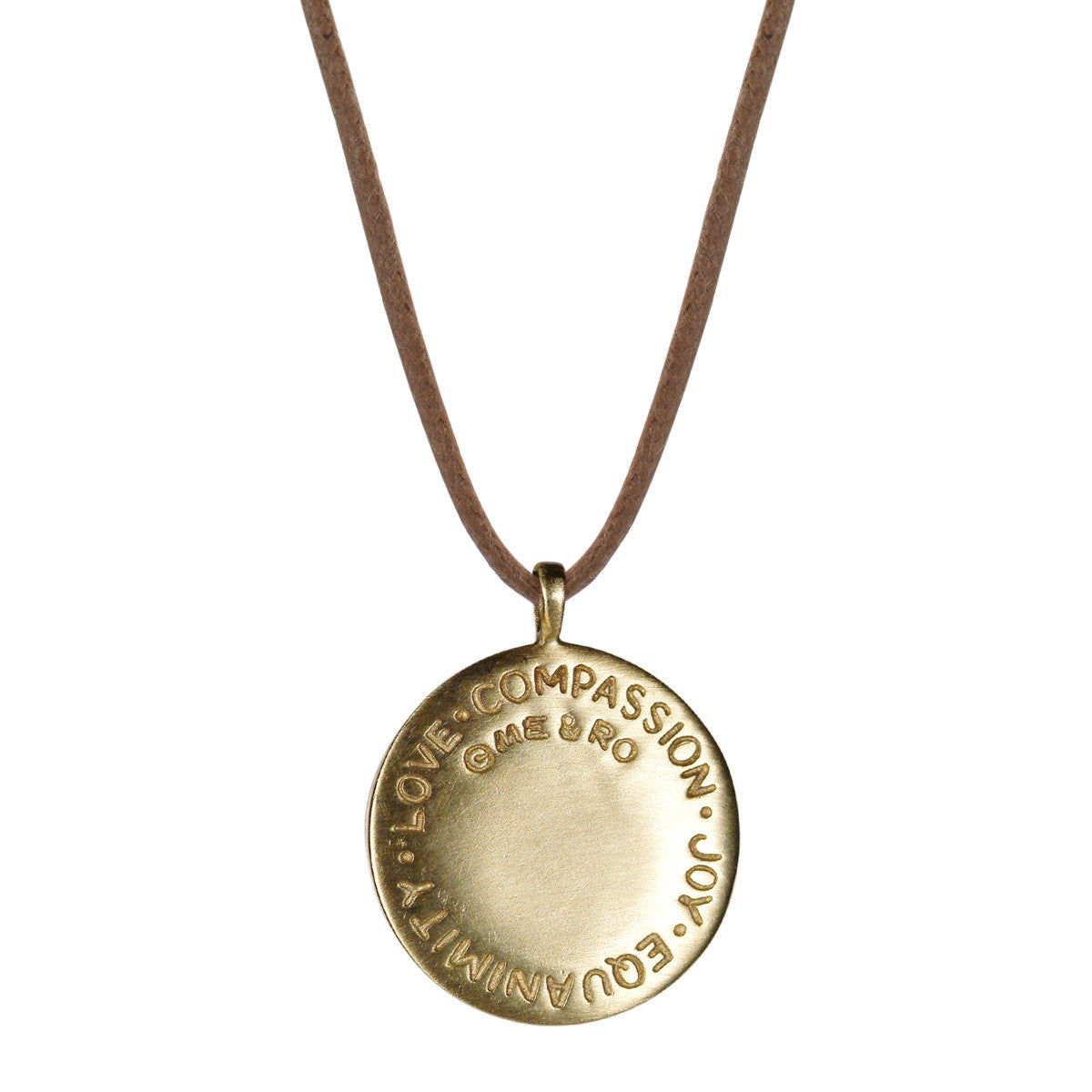 Men&#39;s 10K Gold Four Immeasurables Medallion Pendant with Diamond on Cord