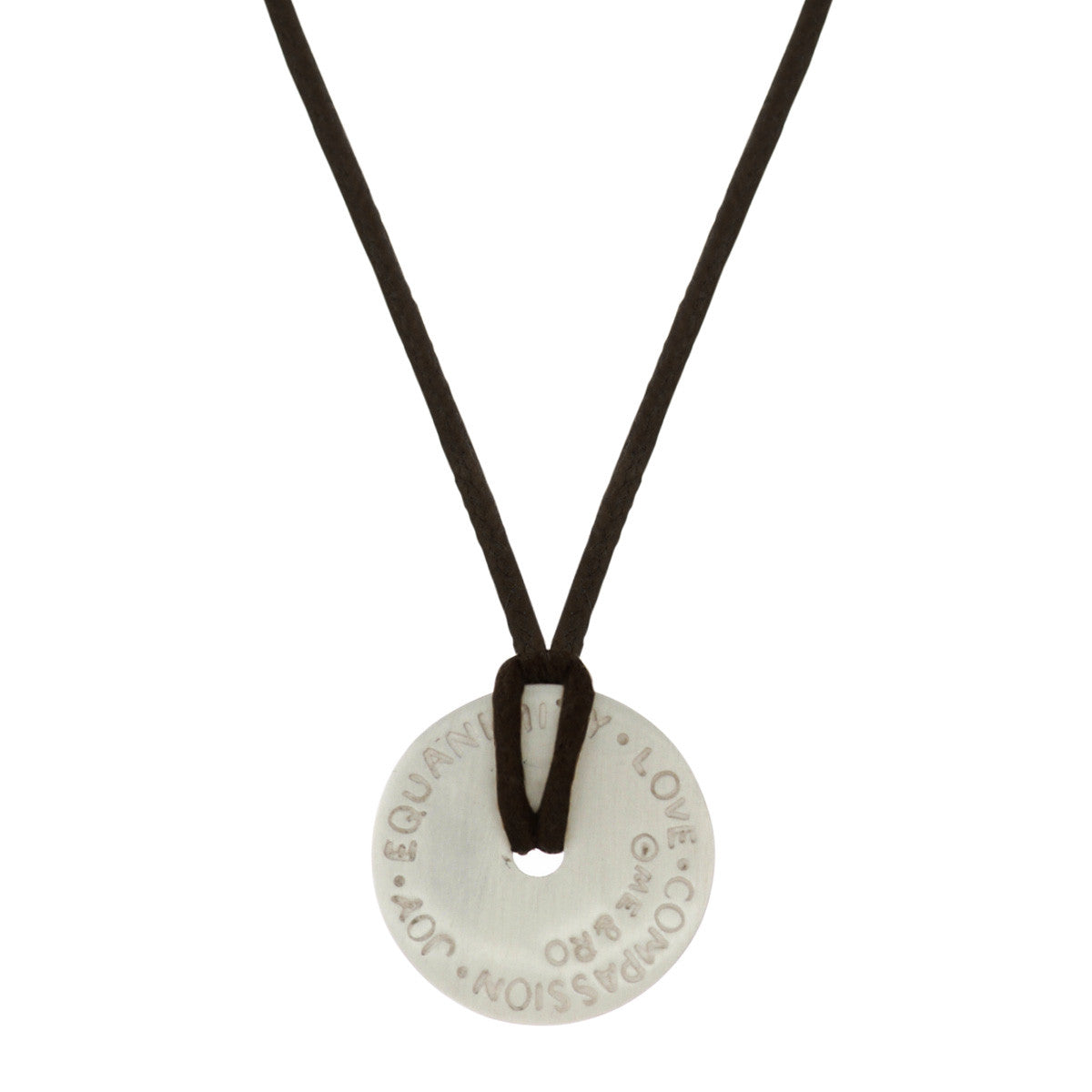 Sterling Silver Four Immeasurables Coin Pendant on Black Cord